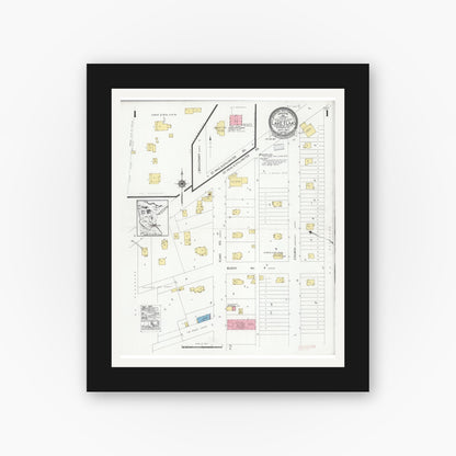 Old map wall art mockup — black gallery frame with white mat — Sanborn Fire Insurance Map from Lake Elmo, Washington County, Minnesota (1927), Sheet #0001