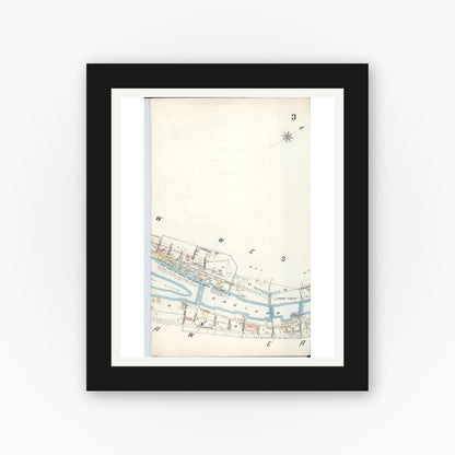Old map wall art mockup — black gallery frame with white mat — Sanborn Fire Insurance Map from Saginaw, Saginaw County, Michigan (1895), Sheet #0003