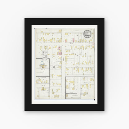 Old map wall art mockup — black gallery frame with white mat — Sanborn Fire Insurance Map from Martinsville, Clinton County, Ohio (1895), Sheet #0001