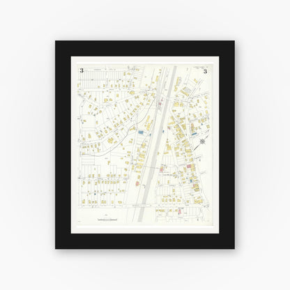Old map wall art mockup — black gallery frame with white mat — Sanborn Fire Insurance Map from Clark's Summit, Lackawanna County, Pennsylvania (1933), Sheet #0003