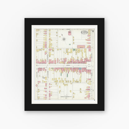Old map wall art mockup — black gallery frame with white mat — Sanborn Fire Insurance Map from Waynesboro, Franklin County, Pennsylvania (1896), Sheet #0004