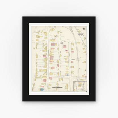 Old map wall art mockup — black gallery frame with white mat — Sanborn Fire Insurance Map from Pine Grove, Schuylkill County, Pennsylvania (1902), Sheet #0002