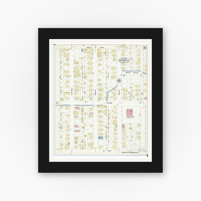 Old map wall art mockup — black gallery frame with white mat — Sanborn Fire Insurance Map from Nelsonville, Athens County, Ohio (1907), Sheet #0008