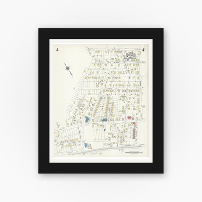 Old map wall art mockup — black gallery frame with white mat — Sanborn Fire Insurance Map from Westmont, Camden County, New Jersey (1925), Sheet #0004