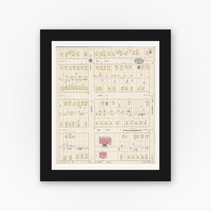 Old map wall art mockup — black gallery frame with white mat — Sanborn Fire Insurance Map from Proctor, Saint Louis County, Minnesota (1922), Sheet #0004