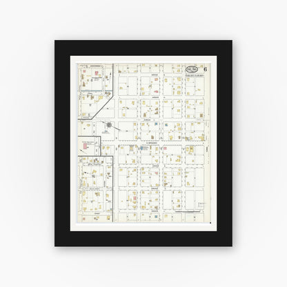 Old map wall art mockup — black gallery frame with white mat — Sanborn Fire Insurance Map from Del Rio, Val Verde County, Texas (1917), Sheet #0006