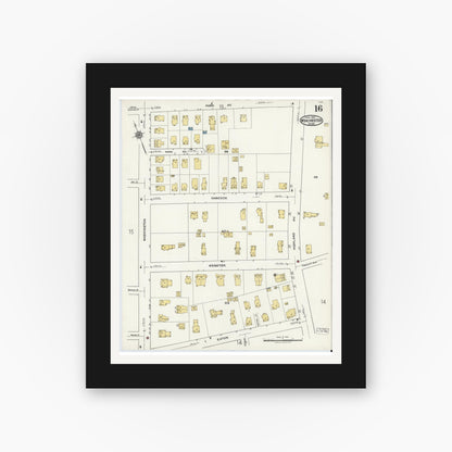 Old map wall art mockup — black gallery frame with white mat — Sanborn Fire Insurance Map from Winchester, Middlesex County, Massachusetts (1921), Sheet #0016