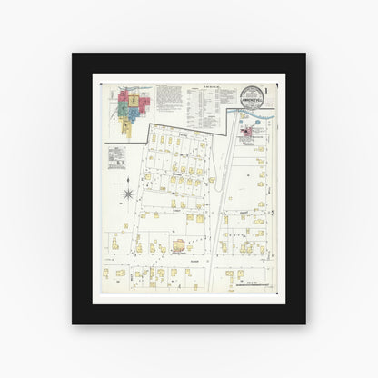 Old map wall art mockup — black gallery frame with white mat — Sanborn Fire Insurance Map from Lawrenceville, Lawrence County, Illinois (1908) - Complete Map Set
