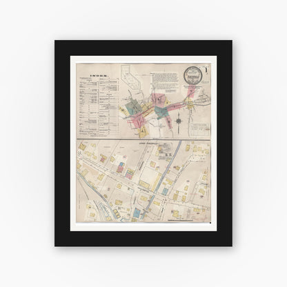 Old map wall art mockup — black gallery frame with white mat — Sanborn Fire Insurance Map from Placerville, El Dorado County, California (1940) - Complete Map Set