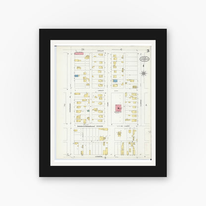 Old map wall art mockup — black gallery frame with white mat — Sanborn Fire Insurance Map from Escanaba, Delta County, Michigan (1906), Sheet #0003