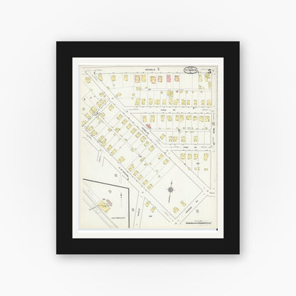 Old map wall art mockup — black gallery frame with white mat — Sanborn Fire Insurance Map from Saint Marys, Elk County, Pennsylvania (1915), Sheet #0005