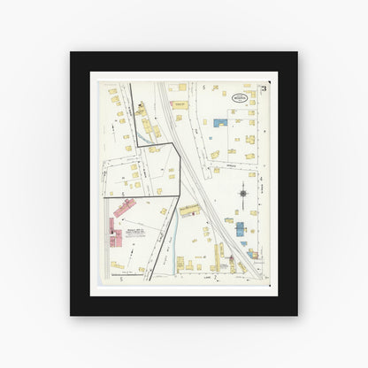 Old map wall art mockup — black gallery frame with white mat — Sanborn Fire Insurance Map from Monroe, Orange County, New York (1911), Sheet #0003
