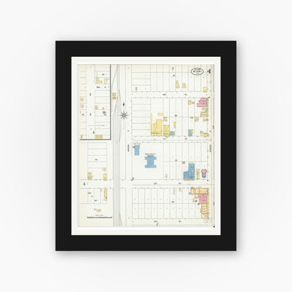 Old map wall art mockup — black gallery frame with white mat — Sanborn Fire Insurance Map from Miami, Dade County, Florida (1903), Sheet #0004