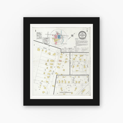 Old map wall art mockup — black gallery frame with white mat — Sanborn Fire Insurance Map from Centerburg, Knox County, Ohio (1926) - Complete Map Set