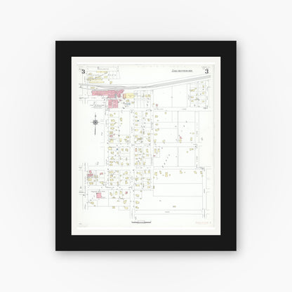 Old map wall art mockup — black gallery frame with white mat — Sanborn Fire Insurance Map from Eureka, Woodford County, Illinois (1941), Sheet #0003