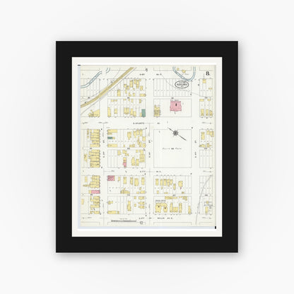 Old map wall art mockup — black gallery frame with white mat — Sanborn Fire Insurance Map from Ashland, Ashland County, Wisconsin (1909), Sheet #0008
