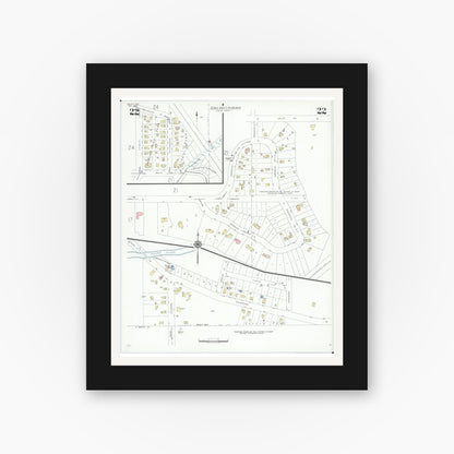 Old map wall art mockup — black gallery frame with white mat — Sanborn Fire Insurance Map from Beloit, Rock County, Wisconsin (1939), Sheet #0022