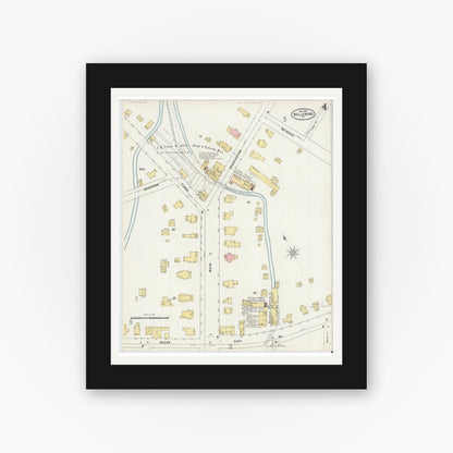 Old map wall art mockup — black gallery frame with white mat — Sanborn Fire Insurance Map from Wellsboro, Tioga County, Pennsylvania (1897), Sheet #0004