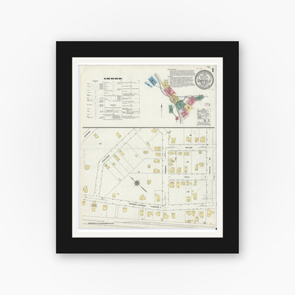 Old map wall art mockup — black gallery frame with white mat — Sanborn Fire Insurance Map from Sheffield, Warren County, Pennsylvania (1910) - Complete Map Set