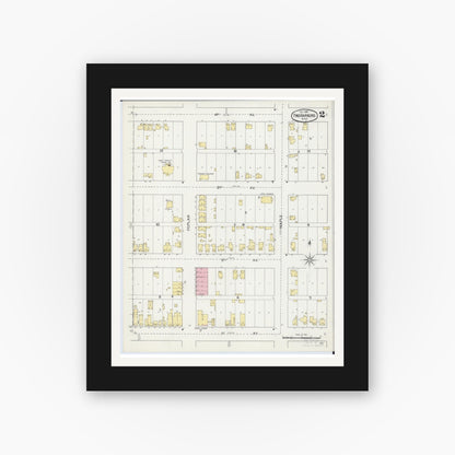 Old map wall art mockup — black gallery frame with white mat — Sanborn Fire Insurance Map from Two Harbors, Lake County, Minnesota (1892), Sheet #0002