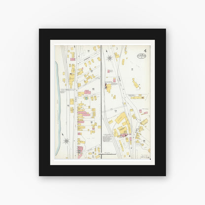 Old map wall art mockup — black gallery frame with white mat — Sanborn Fire Insurance Map from Pittston, Luzerne County, Pennsylvania (1903), Sheet #0004