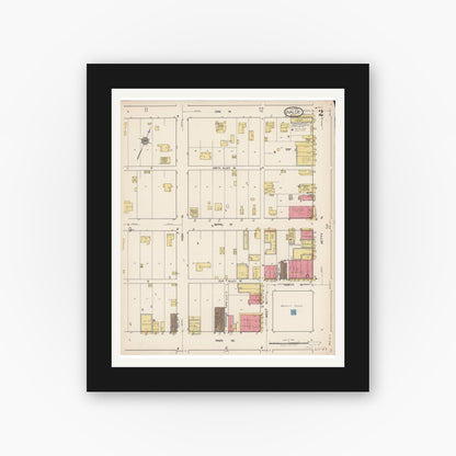 Old map wall art mockup — black gallery frame with white mat — Sanborn Fire Insurance Map from Uvalde, Uvalde County, Texas (1922), Sheet #0002