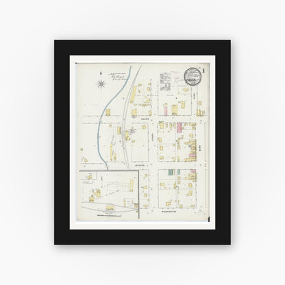 Old map wall art mockup — black gallery frame with white mat — Sanborn Fire Insurance Map from Orion, Henry County, Illinois (1894) - Complete Map Set