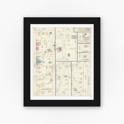 Old map wall art mockup — black gallery frame with white mat — Sanborn Fire Insurance Map from Tremont, Tazewell County, Illinois (1914), Sheet #0002