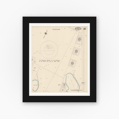 Old map wall art mockup — black gallery frame with white mat — Sanborn Fire Insurance Map from Gainesville, Cooke County, Texas (1922), Sheet #0026