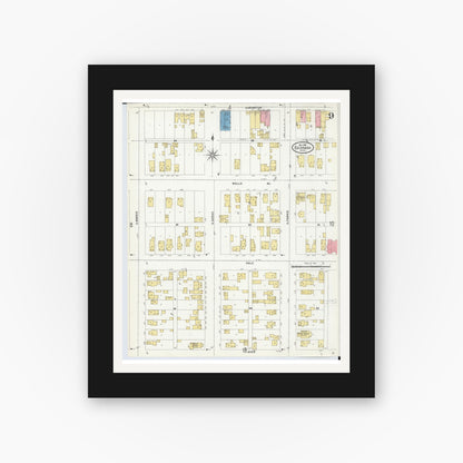 Old map wall art mockup — black gallery frame with white mat — Sanborn Fire Insurance Map from Escanaba, Delta County, Michigan (1906), Sheet #0009