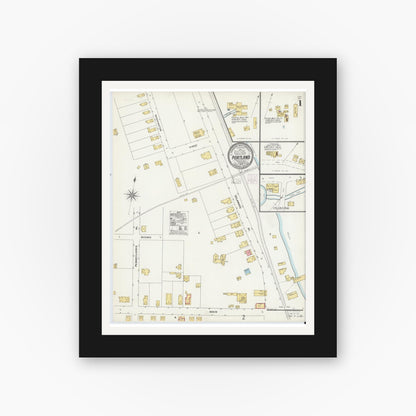 Old map wall art mockup — black gallery frame with white mat — Sanborn Fire Insurance Map from Portland, Northampton County, Pennsylvania (1904) - Complete Map Set