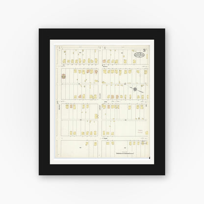 Old map wall art mockup — black gallery frame with white mat — Sanborn Fire Insurance Map from Jersey Shore, Lycoming County, Pennsylvania (1913), Sheet #0003