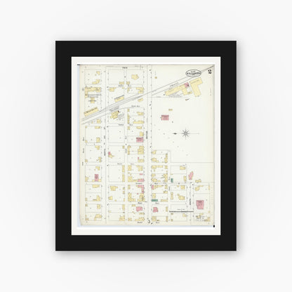 Old map wall art mockup — black gallery frame with white mat — Sanborn Fire Insurance Map from West Alexandria, Preble County, Ohio (1901), Sheet #0002