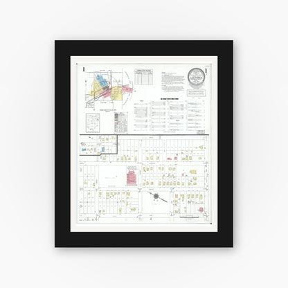 Old map wall art mockup — black gallery frame with white mat — Sanborn Fire Insurance Map from Leetonia, Columbiana County, Ohio (1950) - Complete Map Set