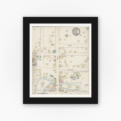 Old map wall art mockup — black gallery frame with white mat — Sanborn Fire Insurance Map from Hartford, Washington County, Wisconsin (1887) - Complete Map Set
