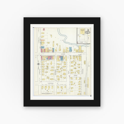 Old map wall art mockup — black gallery frame with white mat — Sanborn Fire Insurance Map from Sparta, Kent County, Michigan (1918), Sheet #0002