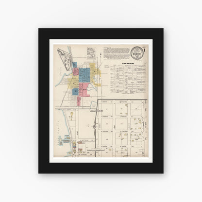 Old map wall art mockup — black gallery frame with white mat — Sanborn Fire Insurance Map from Eustis, Lake County, Florida (1922) - Complete Map Set
