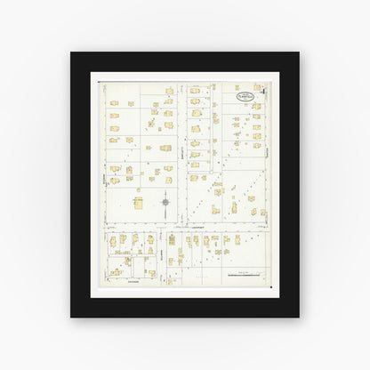 Old map wall art mockup — black gallery frame with white mat — Sanborn Fire Insurance Map from Plainfield, Will County, Illinois (1912), Sheet #0004