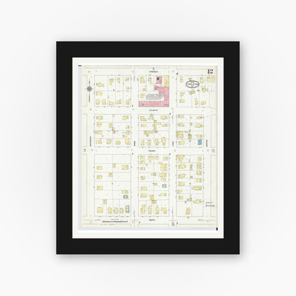 Old map wall art mockup — black gallery frame with white mat — Sanborn Fire Insurance Map from Appleton, Outagamie County, Wisconsin (1911), Sheet #0012