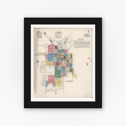 Old map wall art mockup — black gallery frame with white mat — Sanborn Fire Insurance Map from Alliance, Stark County, Ohio (1921) - Complete Map Set