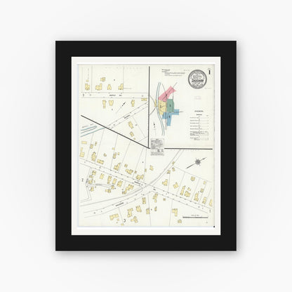 Old map wall art mockup — black gallery frame with white mat — Sanborn Fire Insurance Map from Shushan, Washington County, New York (1912) - Complete Map Set