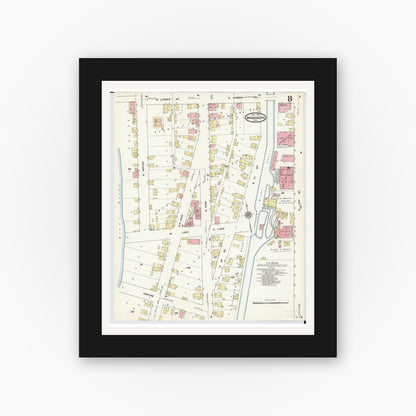 Old map wall art mockup — black gallery frame with white mat — Sanborn Fire Insurance Map from Miamisburg, Montgomery County, Ohio (1911), Sheet #0008
