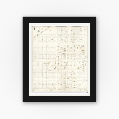 Old map wall art mockup — black gallery frame with white mat — Sanborn Fire Insurance Map from Runge, Karnes County, Texas (1944), Sheet #0004