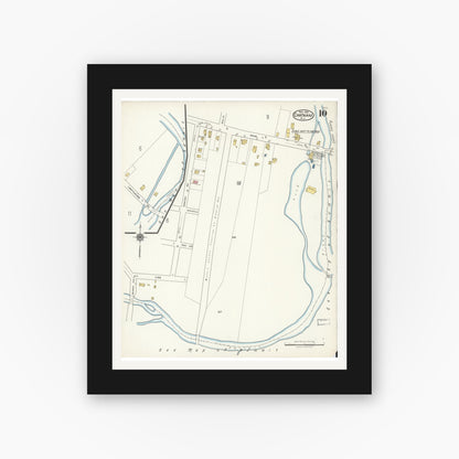 Old map wall art mockup — black gallery frame with white mat — Sanborn Fire Insurance Map from Chatham, Morris County, New Jersey (1921), Sheet #0010