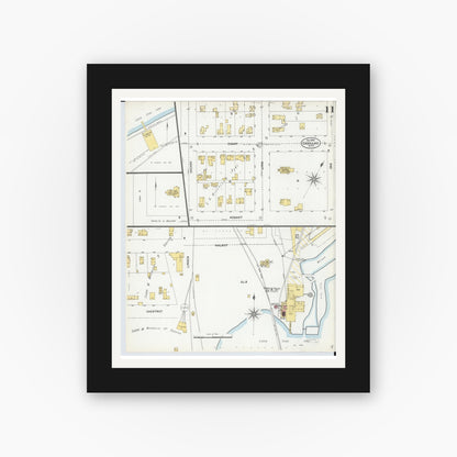 Old map wall art mockup — black gallery frame with white mat — Sanborn Fire Insurance Map from Cadillac, Wexford County, Michigan (1900), Sheet #0011
