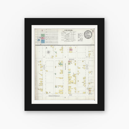 Old map wall art mockup — black gallery frame with white mat — Sanborn Fire Insurance Map from Egg Harbor City, Atlantic County, New Jersey (1896), Sheet #0001
