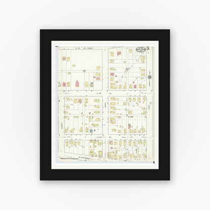 Old map wall art mockup — black gallery frame with white mat — Sanborn Fire Insurance Map from Port Clinton, Ottawa County, Ohio (1916), Sheet #0005