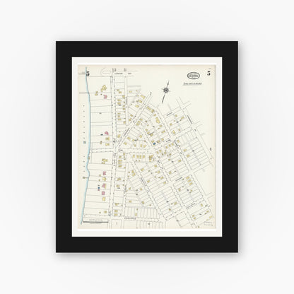 Old map wall art mockup — black gallery frame with white mat — Sanborn Fire Insurance Map from Sebring, Highlands County, Florida (1924), Sheet #0005