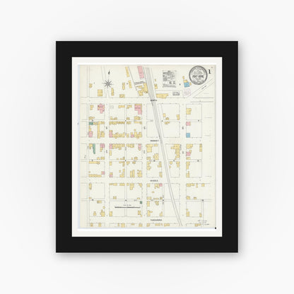 Old map wall art mockup — black gallery frame with white mat — Sanborn Fire Insurance Map from Port Royal, Juniata County, Pennsylvania (1904) - Complete Map Set
