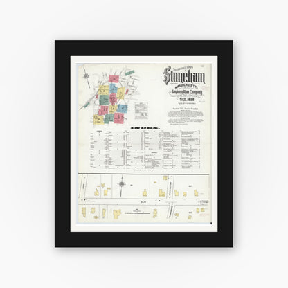 Old map wall art mockup — black gallery frame with white mat — Sanborn Fire Insurance Map from Stoneham, Middlesex County, Massachusetts (1909) - Complete Map Set
